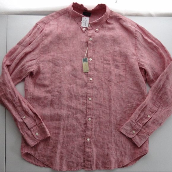 J. Crew Other - NWT J. Crew XL Slim Red 100% Linen L/S Button Down